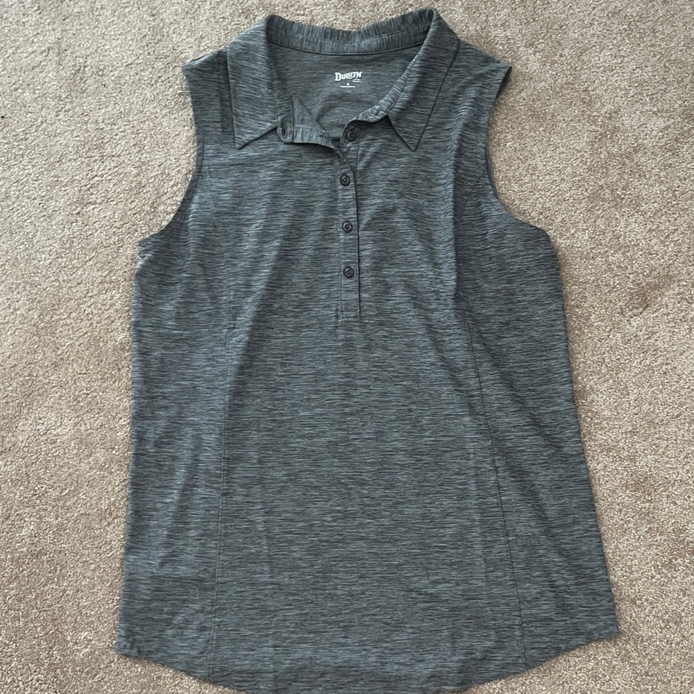 Women's Gray Sleeveless Polo Top